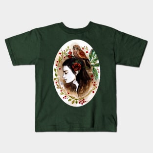 Girl with Owl Kids T-Shirt